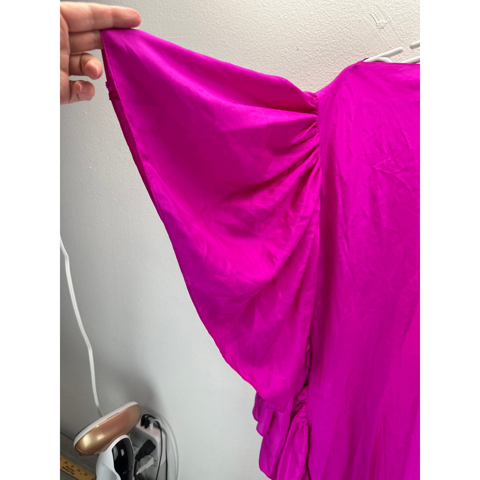 Kes New York The Bloom Dress Silk Neon Pink Ruffle Mid Dress Xs — image 5 of 8